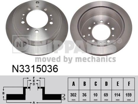 Nipparts N3315036 - Kočioni disk www.molydon.hr