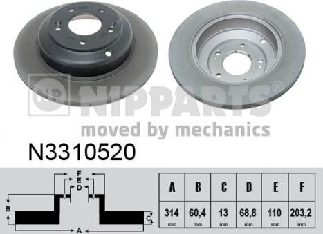 Nipparts N3310520 - Kočioni disk www.molydon.hr