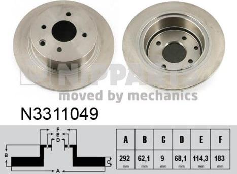 Nipparts N3311049 - Kočioni disk www.molydon.hr