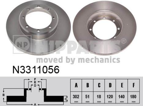 Nipparts N3311056 - Kočioni disk www.molydon.hr