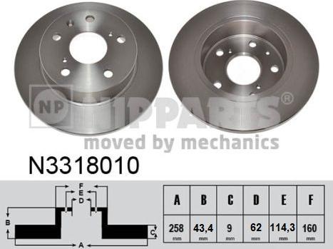 Nipparts N3318010 - Kočioni disk www.molydon.hr