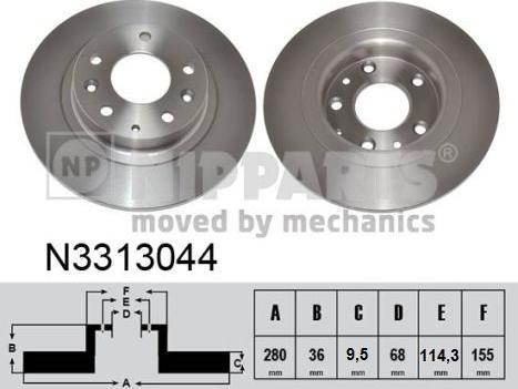 Nipparts N3313044 - Kočioni disk www.molydon.hr