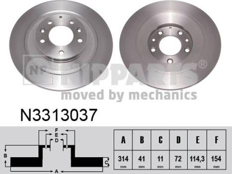 Nipparts N3313037 - Kočioni disk www.molydon.hr