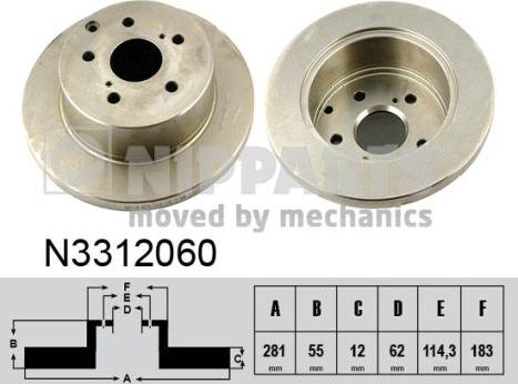 Nipparts N3312060 - Kočioni disk www.molydon.hr