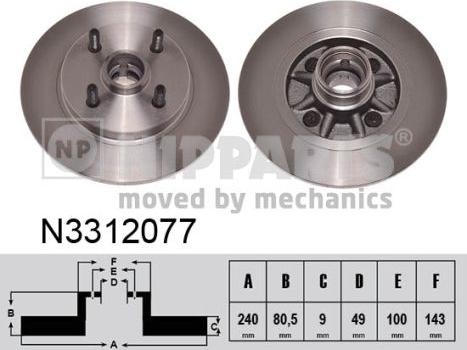 Nipparts N3312077 - Kočioni disk www.molydon.hr