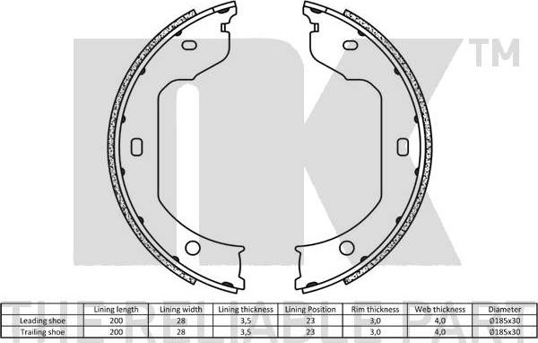 NK 2715695 - Komplet kočionih obloga, rucna kočnica www.molydon.hr