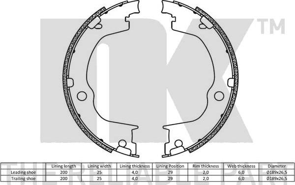 NK 2736822 - Komplet kočionih obloga, rucna kočnica www.molydon.hr