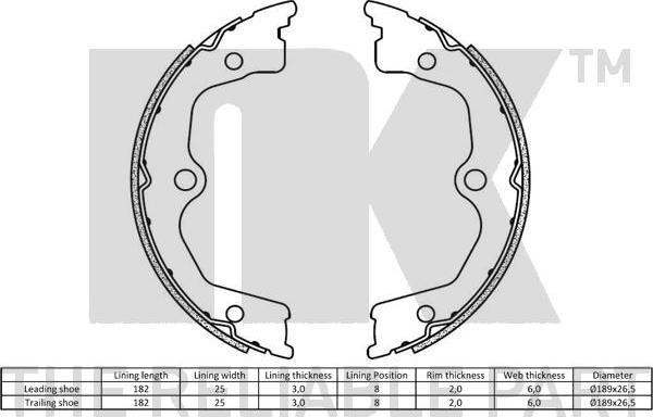 NK 2726855 - Komplet kočionih obloga, rucna kočnica www.molydon.hr