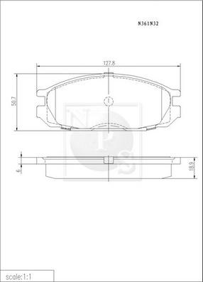 NPS N361N32 - Komplet Pločica, disk-kočnica www.molydon.hr