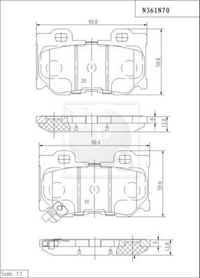 NPS N361N70 - Komplet Pločica, disk-kočnica www.molydon.hr