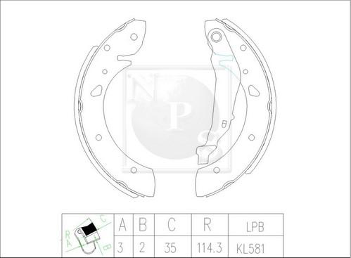 NPS T350A73 - Komplet kočnica, bubanj kočnice www.molydon.hr