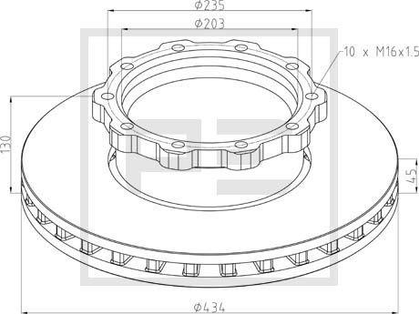 PE Automotive 146.206-00A - Kočioni disk www.molydon.hr