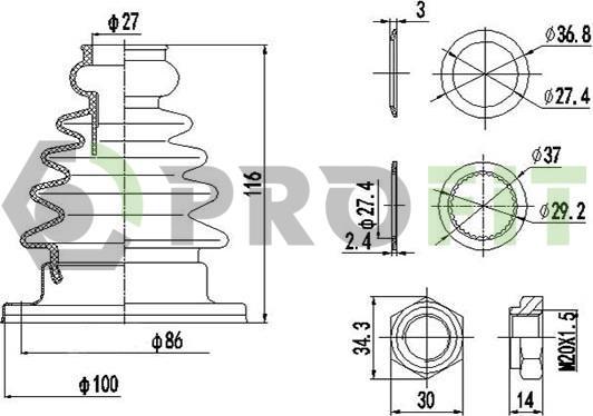 Profit 2810-0014 XLB - Manžeta, Pogonska osovina www.molydon.hr