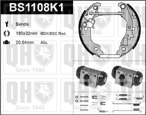 Quinton Hazell BS1108K1 - Komplet kočnica, bubanj kočnice www.molydon.hr