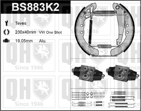 Quinton Hazell BS883K2 - Komplet kočnica, bubanj kočnice www.molydon.hr