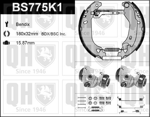 Quinton Hazell BS775K1 - Komplet kočnica, bubanj kočnice www.molydon.hr