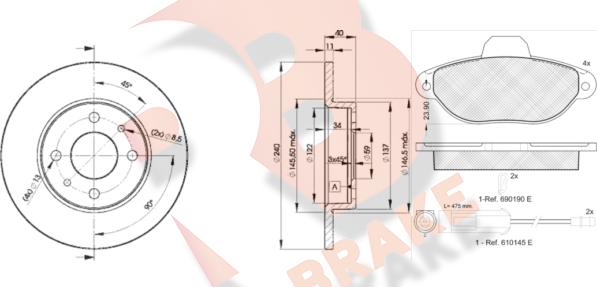 R Brake 3R09533465 - Komplet kočnica, disk-kočnica www.molydon.hr