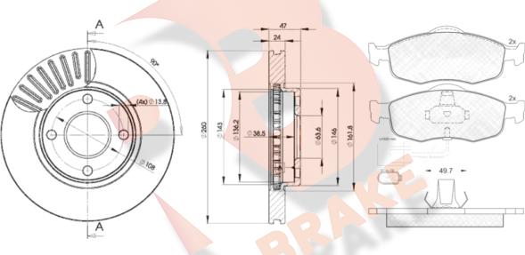 R Brake 3R09176784 - Komplet kočnica, disk-kočnica www.molydon.hr