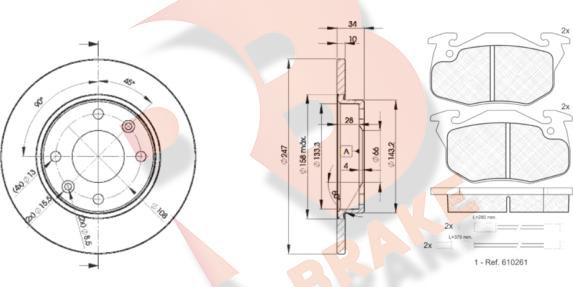 R Brake 3R08644689 - Komplet kočnica, disk-kočnica www.molydon.hr