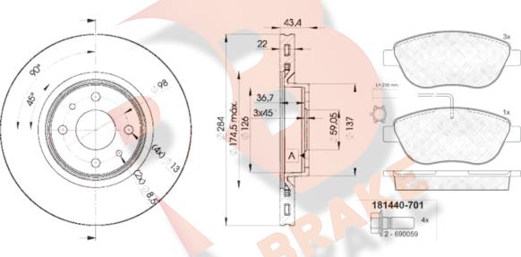 R Brake 3R14400356 - Komplet kočnica, disk-kočnica www.molydon.hr