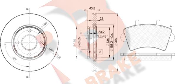 R Brake 3R14425344 - Komplet kočnica, disk-kočnica www.molydon.hr