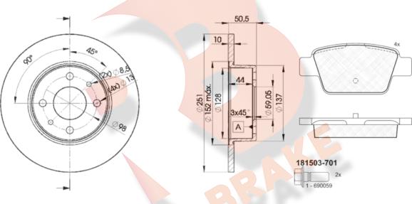 R Brake 3R15034070 - Komplet kočnica, disk-kočnica www.molydon.hr