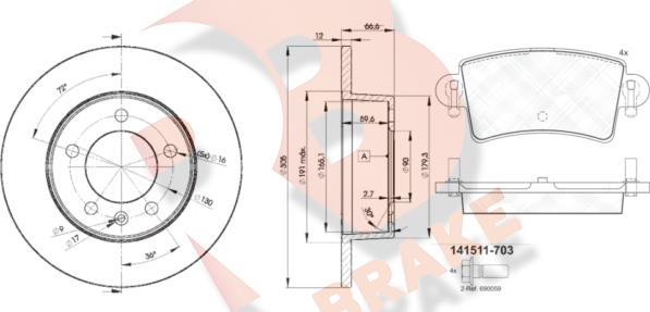 R Brake 3R15111410 - Komplet kočnica, disk-kočnica www.molydon.hr