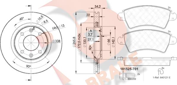 R Brake 3R15254750 - Komplet kočnica, disk-kočnica www.molydon.hr