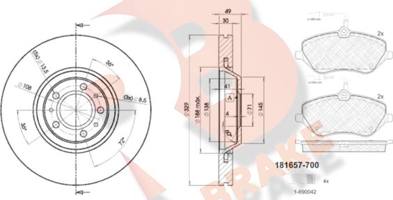 R Brake 3R16574608 - Komplet kočnica, disk-kočnica www.molydon.hr