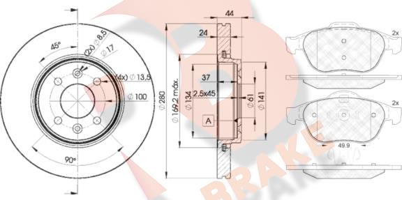 R Brake 3R18617829 - Komplet kočnica, disk-kočnica www.molydon.hr