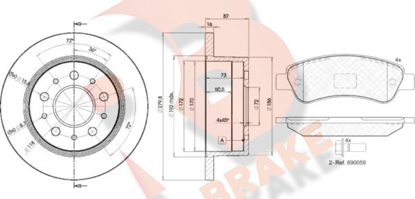 R Brake 3R18043806 - Komplet kočnica, disk-kočnica www.molydon.hr