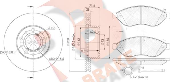 R Brake 3R18035622 - Komplet kočnica, disk-kočnica www.molydon.hr