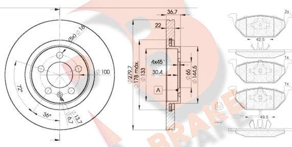 R Brake 3R13495603 - Komplet kočnica, disk-kočnica www.molydon.hr