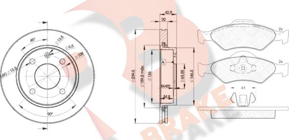 R Brake 3R13441064 - Komplet kočnica, disk-kočnica www.molydon.hr