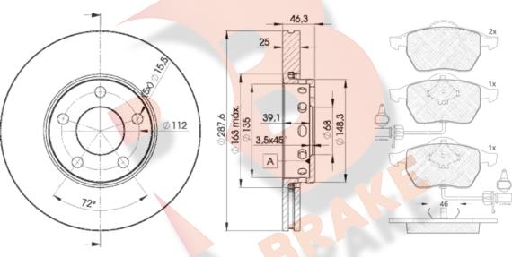 R Brake 3R13624063 - Komplet kočnica, disk-kočnica www.molydon.hr