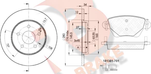 R Brake 3R13816768 - Komplet kočnica, disk-kočnica www.molydon.hr