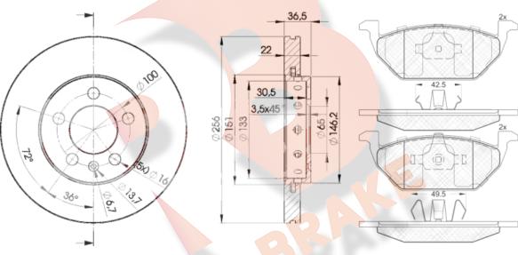 R Brake 3R13385602 - Komplet kočnica, disk-kočnica www.molydon.hr