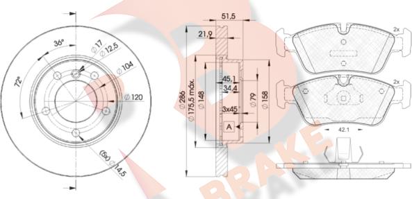 R Brake 3R12950674 - Komplet kočnica, disk-kočnica www.molydon.hr