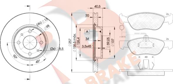 R Brake 3R12435056 - Komplet kočnica, disk-kočnica www.molydon.hr