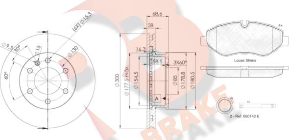 R Brake 3R17860190 - Komplet kočnica, disk-kočnica www.molydon.hr