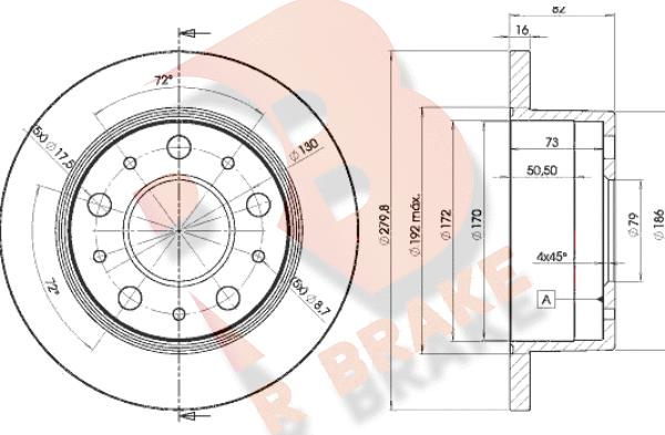 R Brake 78RBD14696 - Kočioni disk www.molydon.hr