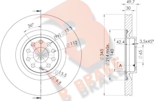 R Brake 78RBD14083 - Kočioni disk www.molydon.hr