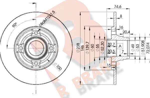 R Brake 78RBD15006 - Kočioni disk www.molydon.hr