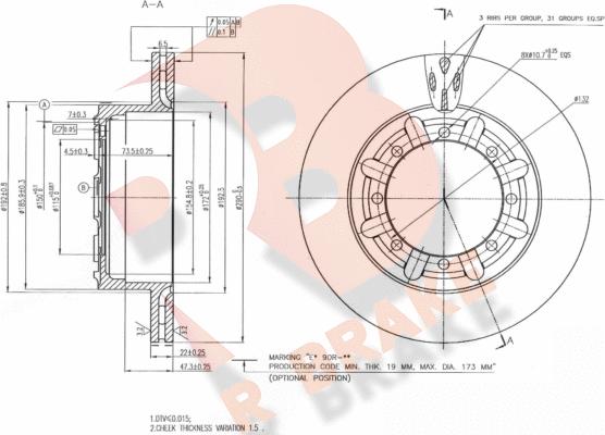 R Brake 78RBD16330 - Kočioni disk www.molydon.hr