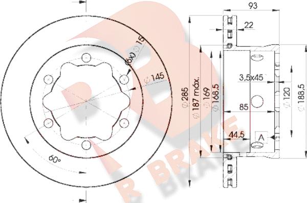 R Brake 78RBD10185 - Kočioni disk www.molydon.hr