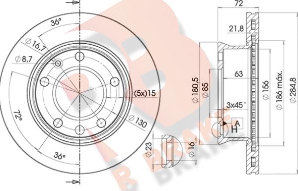 R Brake 78RBD10187 - Kočioni disk www.molydon.hr