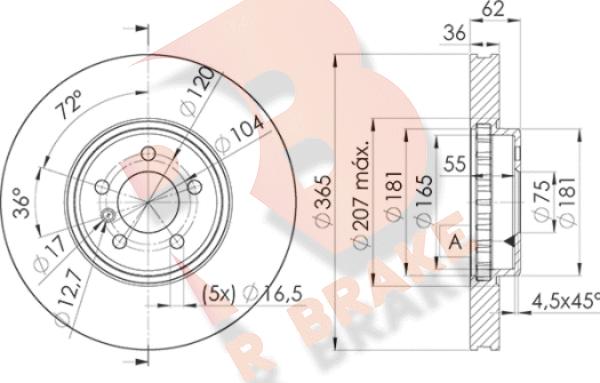 R Brake 78RBD11982 - Kočioni disk www.molydon.hr