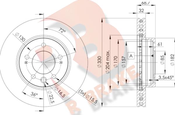 R Brake 78RBD13327 - Kočioni disk www.molydon.hr