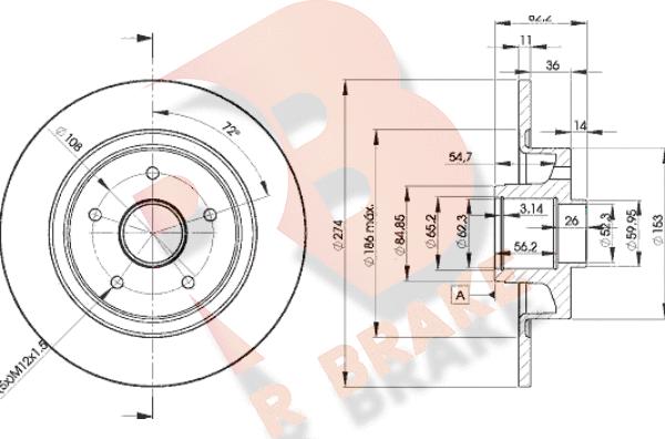 R Brake 78RBD12236 - Kočioni disk www.molydon.hr