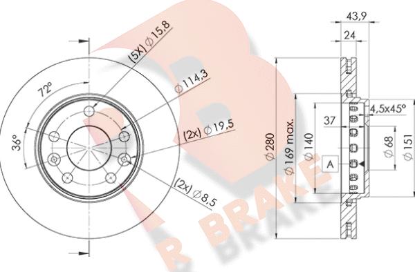 R Brake 78RBD24022 - Kočioni disk www.molydon.hr